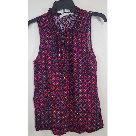 Trina Turk Blouse Womens Small Floral Verbenia Shirt Boho Sheer Sleek Modern - Picture 2 of 7